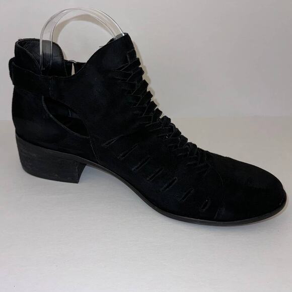SAM EDELMAN | Black Suede "Pierson" Woven Cut Out Ankle Booties | Women's 8 1/2 - Picture 4 of 8